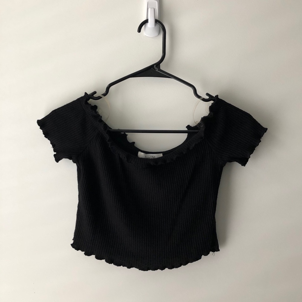 Off Shoulder Black Crop Top